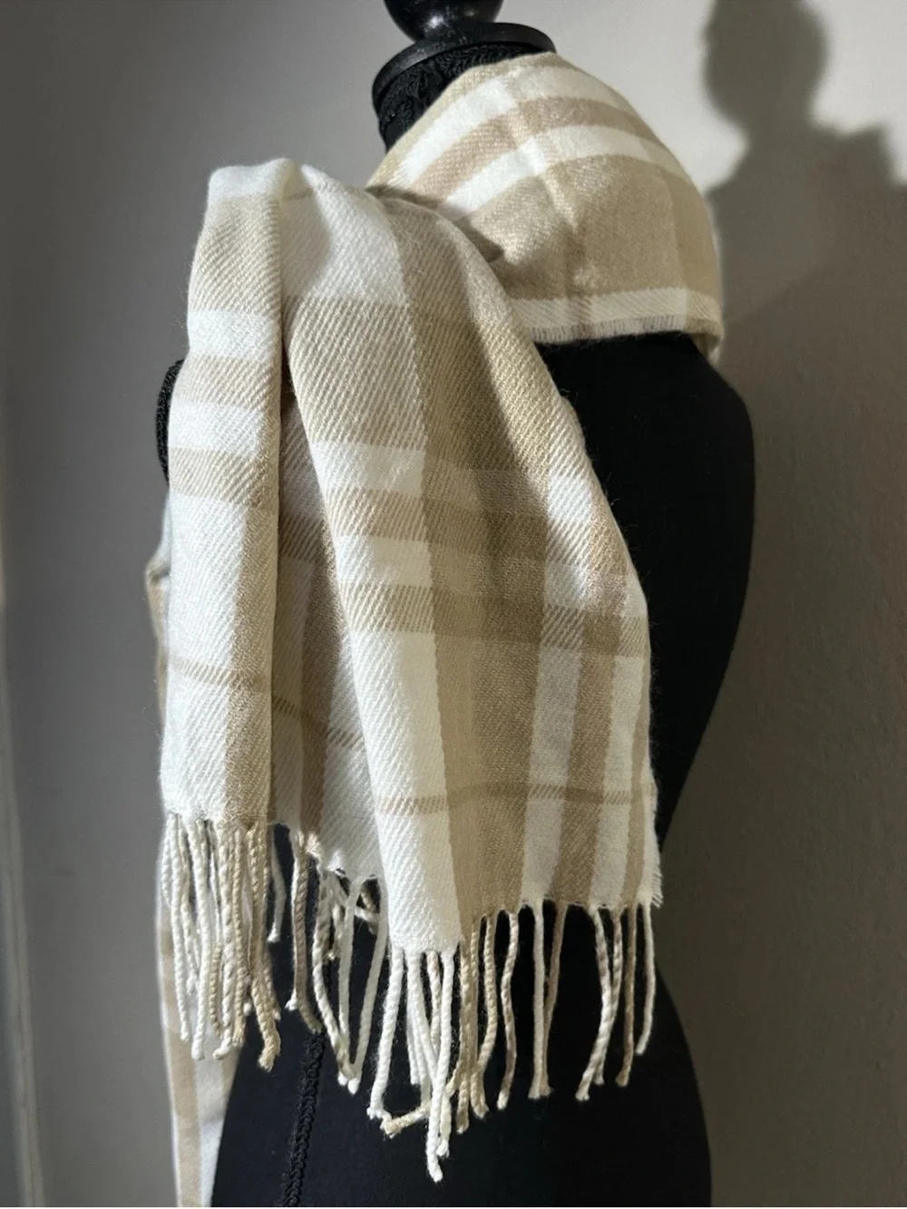 J.Crew Women's Classic Plaid Scarf Tassel Ivory NWT  Reg. $49.50